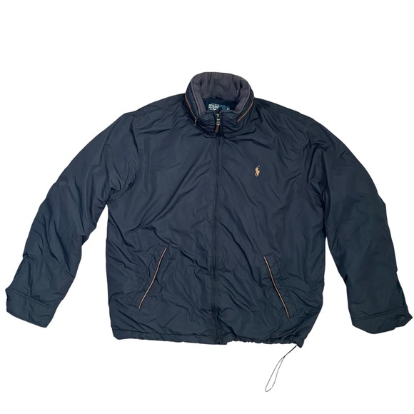 Polo Ralph Lauren Windbreaker Jacket Large Lined Full Zip Snap Storm Flap